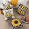 Decorative Sunflower Pillow Cover 18x18 Set of 4, Yellow Black Buffalo Plaid Throw Pillow Cover, Farmhouse Sunflower Decor for Home Outdoor Sofa Couch, Fall Flower Pillow case (No Insert)
